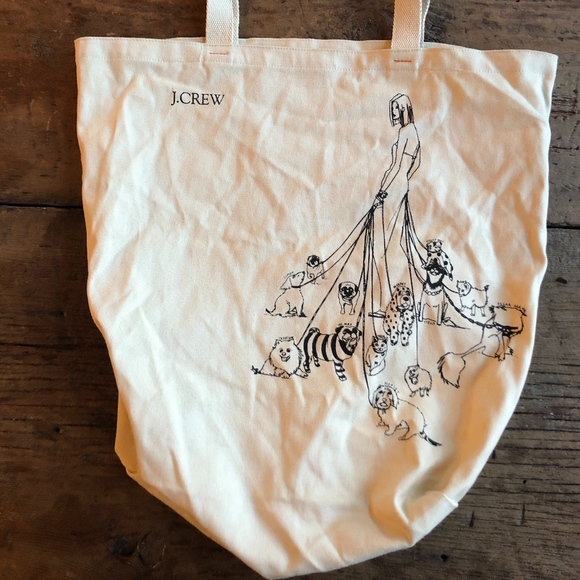 J. Crew Handbags - J. Crew Black & Cream Canvas Tote Dogs